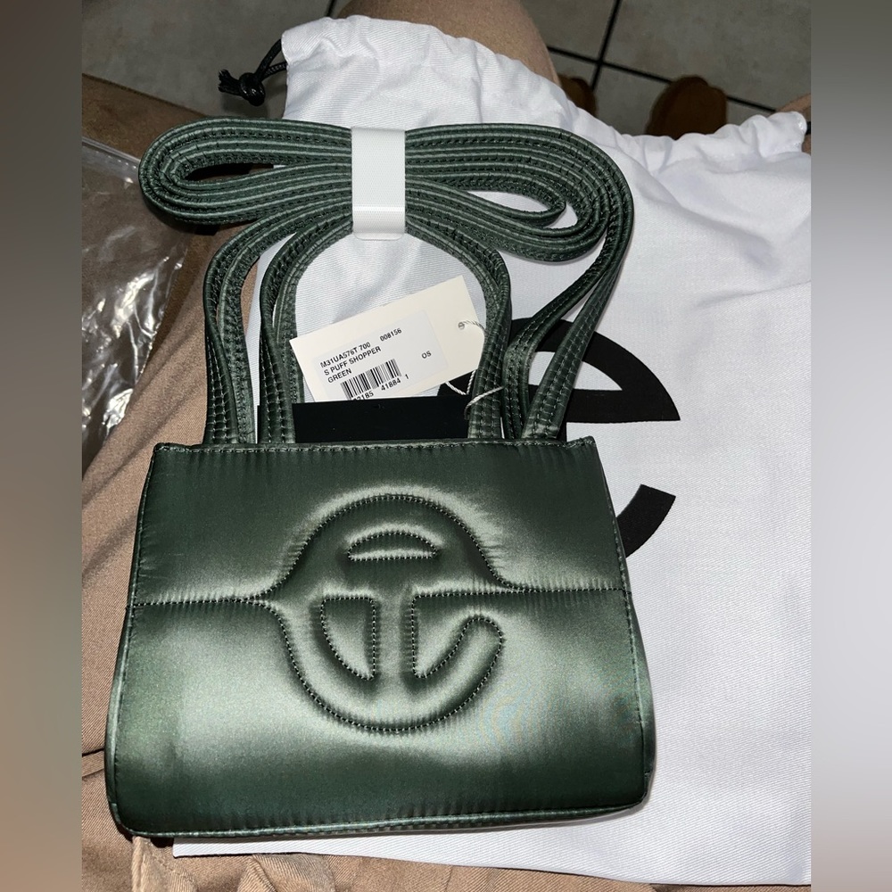 telfar smalll puffer green shopping bag